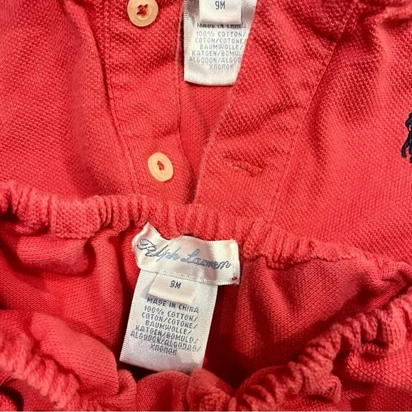 Ralph Lauren Red Ruffled Dress and Diaper Cover Set - Picture 3 of 3